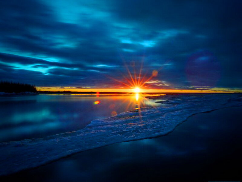 Sunrise over Icy Water