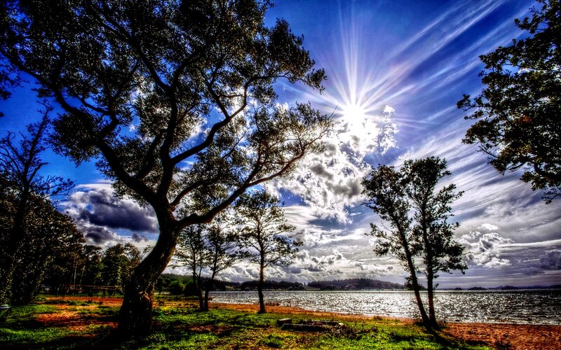Sunrise over Lake — Blue, Dramatic, Morning, Photograph