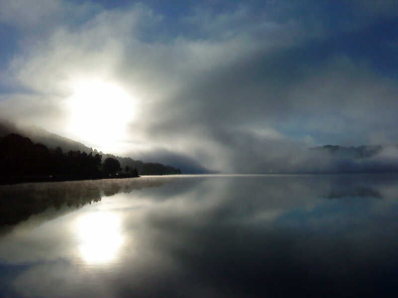 Sunrise over Lake — Blue, Serene, Morning