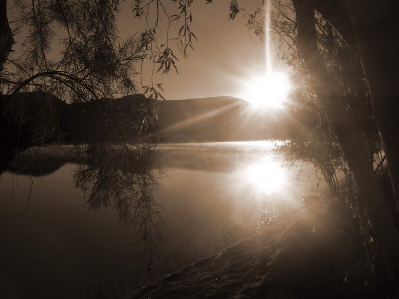 Sunrise over Lake — Brown