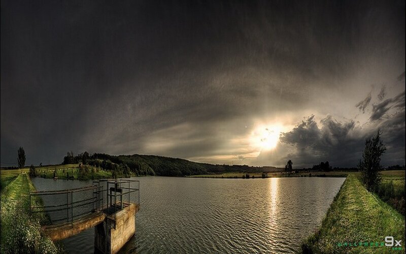 Sunrise over Lake — Gray