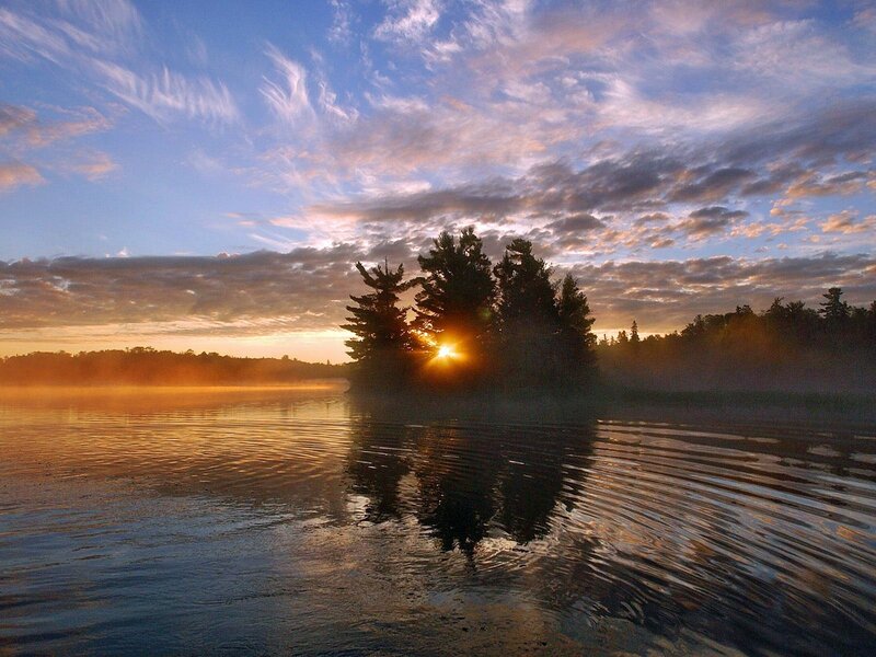 Sunrise over Lake Island — Blue