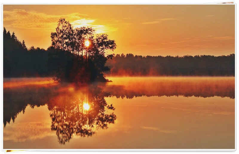 Sunrise over Lake — Orange, Yellow