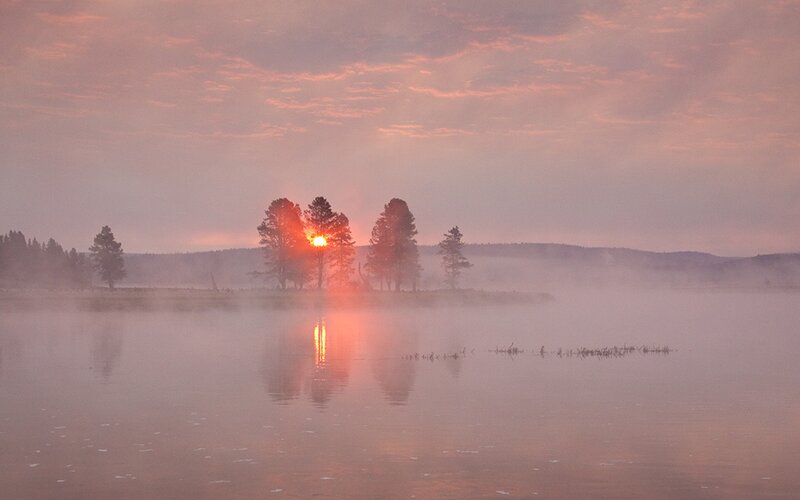 Sunrise over Lake — Pink