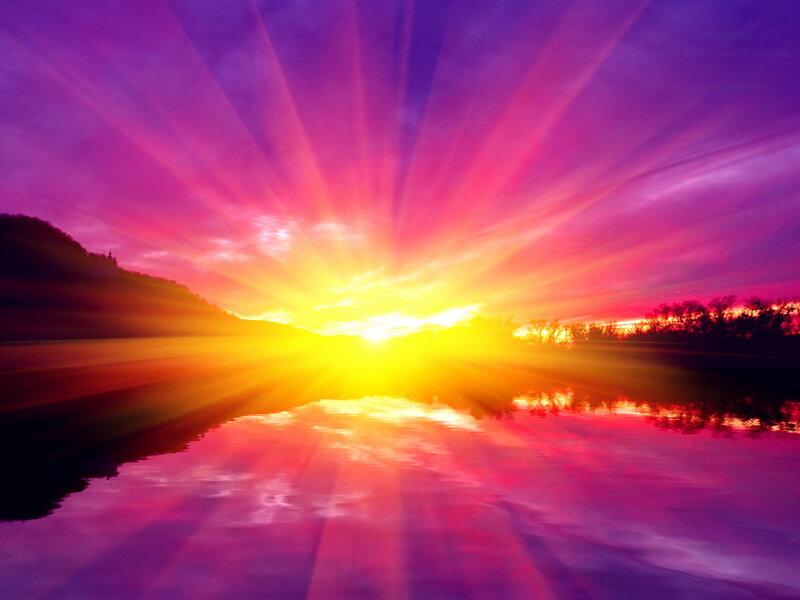 Sunrise over Lake — Purple, Dramatic, Sunset