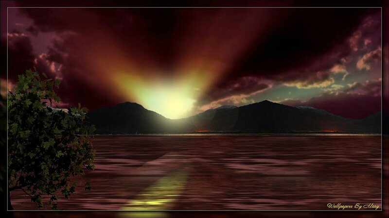 Sunrise over Lake — Purple, Dramatic