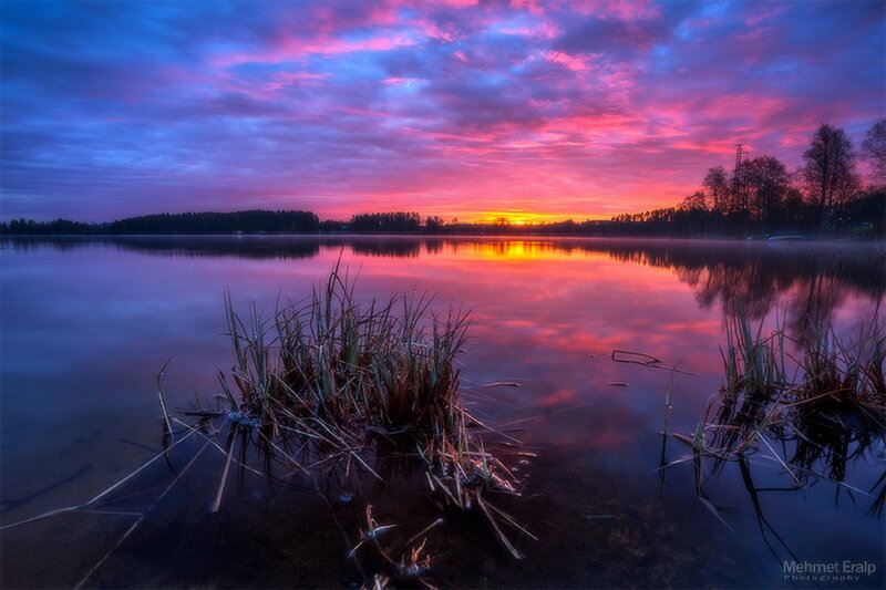 Sunrise over Lake — Purple, Serene
