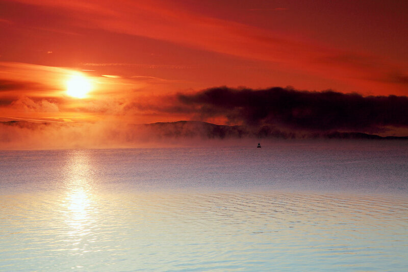 Sunrise over Lake — Red