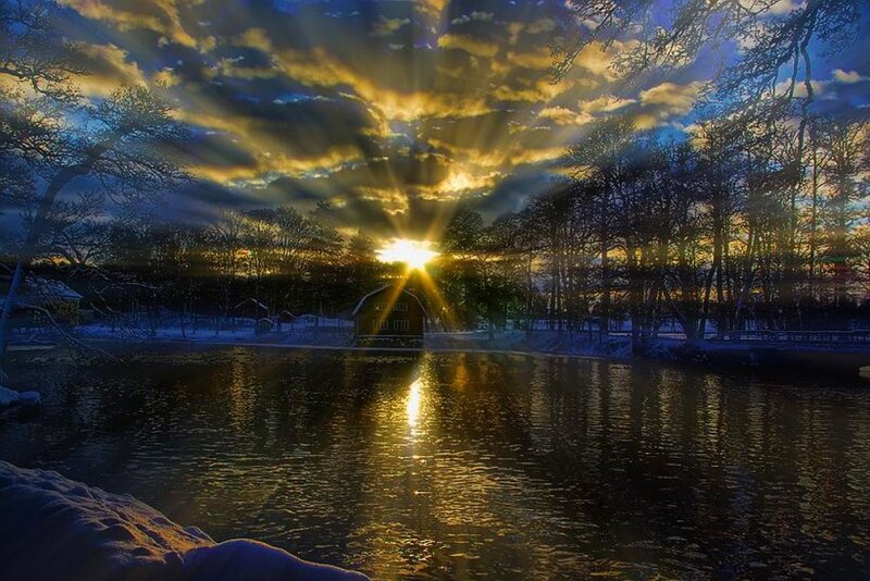 Sunrise over Lake — Yellow, Dramatic