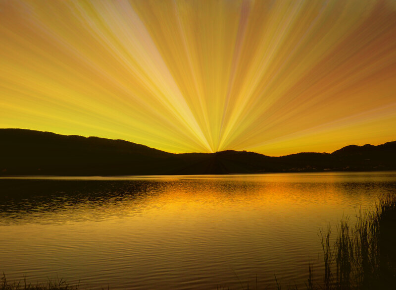 Sunrise over Lake — Yellow, Serene