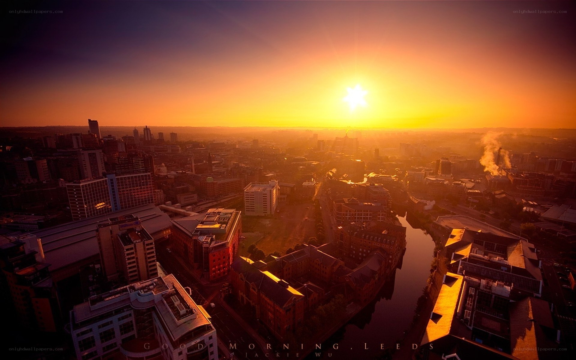 Sunrise over Leeds city