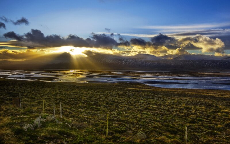Sunrise over Marshland — Blue, Dramatic