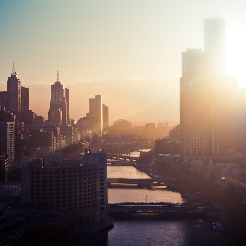 Sunrise over Melbourne city