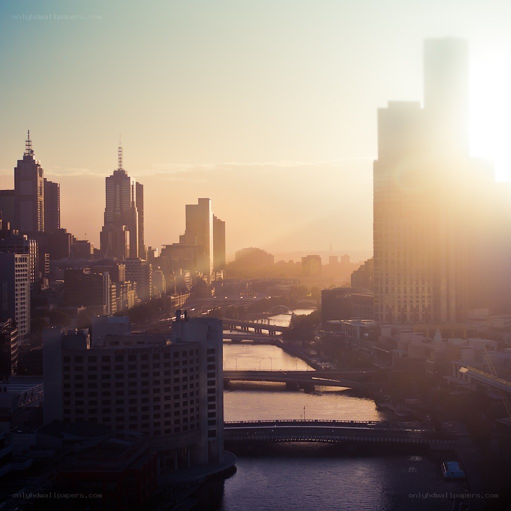Sunrise over Melbourne city