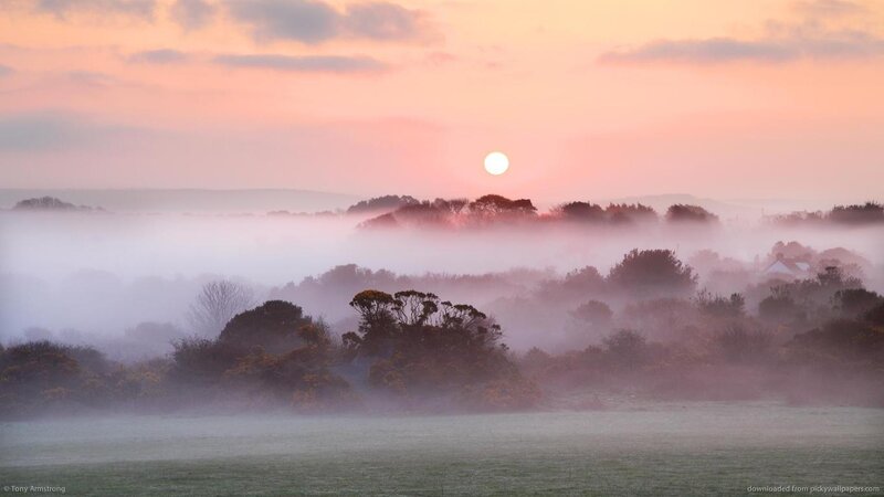 Sunrise over Misty Hills — Pink