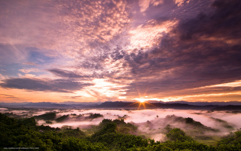 Sunrise over Misty Hills — Purple
