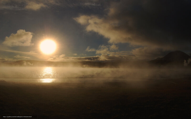 Sunrise over Misty Lake — Gold