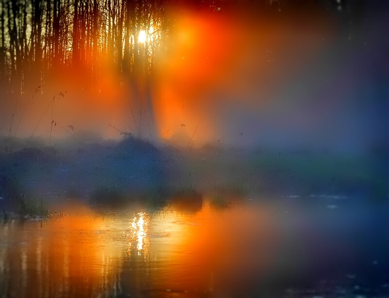 Sunrise over Misty Pond — Orange