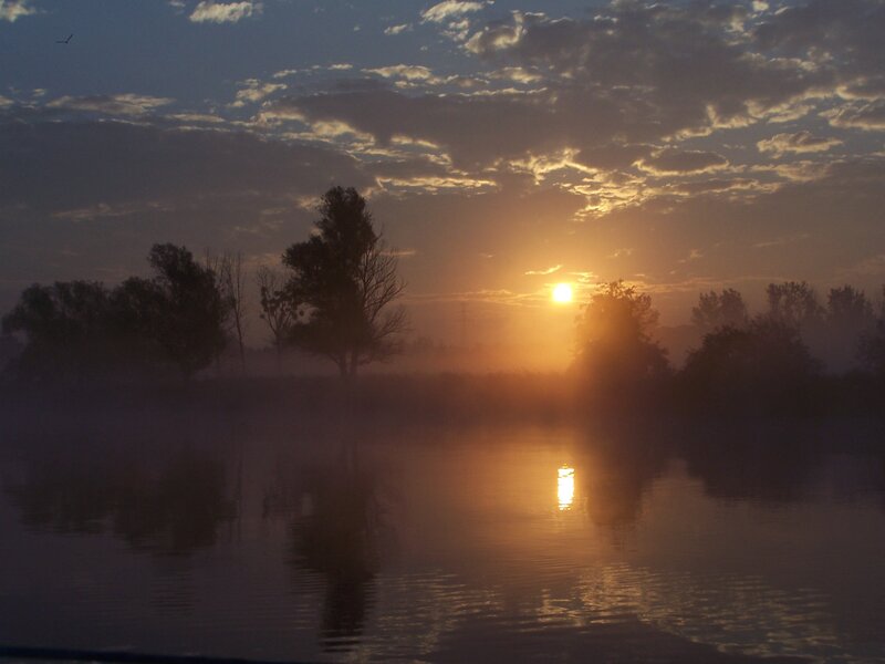 Sunrise over Misty River — Orange