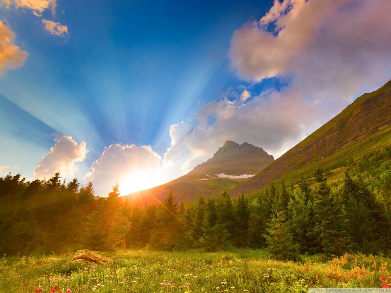 Sunrise over Mountain — Blue
