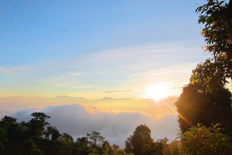 Sunrise over Mountain Clouds — Blue, Serene