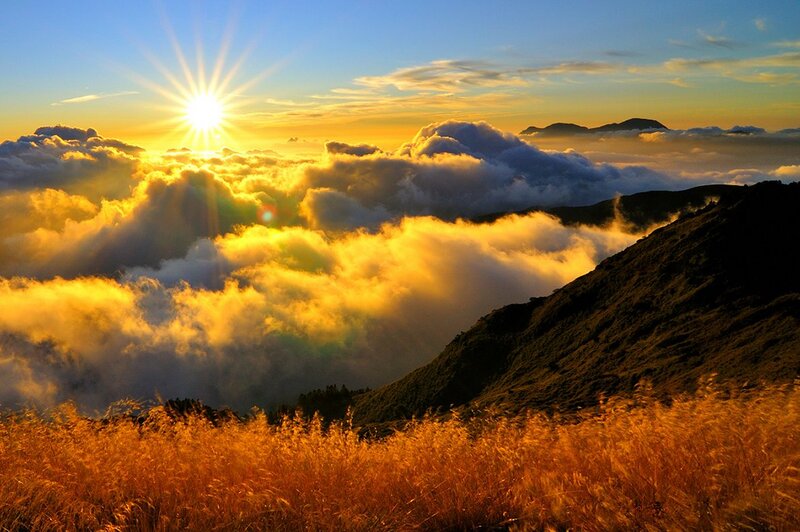Sunrise over Mountain Clouds — Yellow