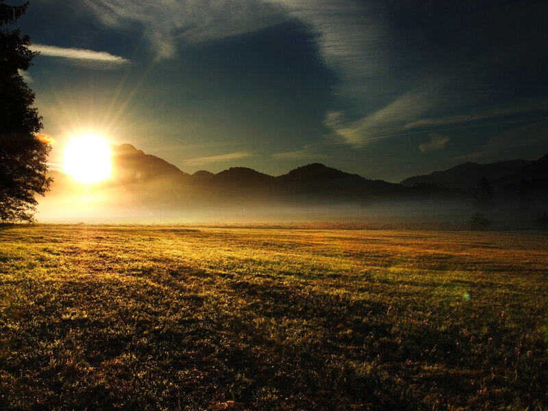 Sunrise over Mountain Field