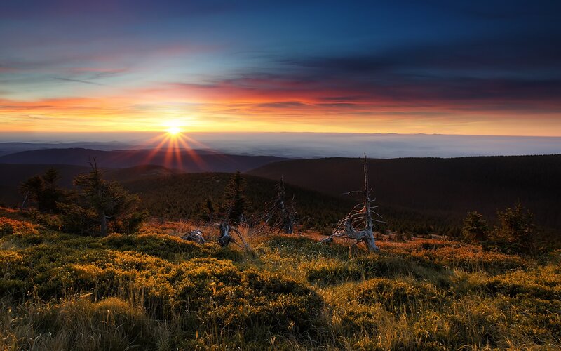 Sunrise over Mountain Hills — Orange