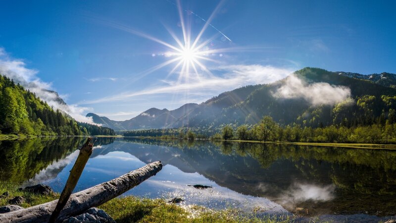 Sunrise over Mountain Lake — Blue, Serene, Morning