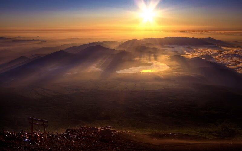 Sunrise over mountain landscape