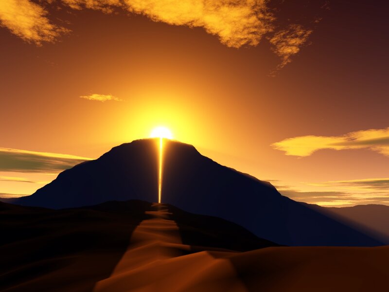Sunrise over Mountain — Orange, Dramatic
