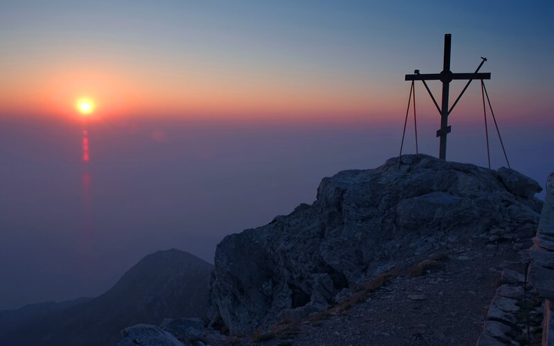 Sunrise over mountain peak