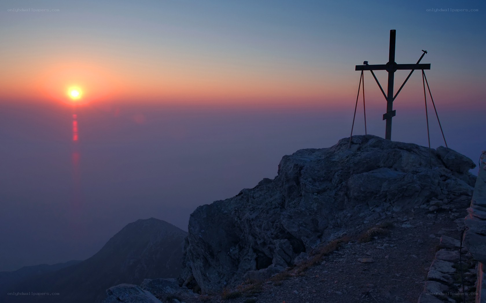 Sunrise over mountain peak