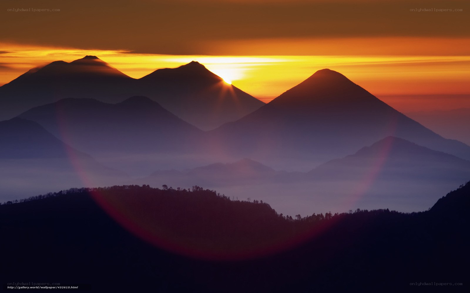 Sunrise over mountain peaks