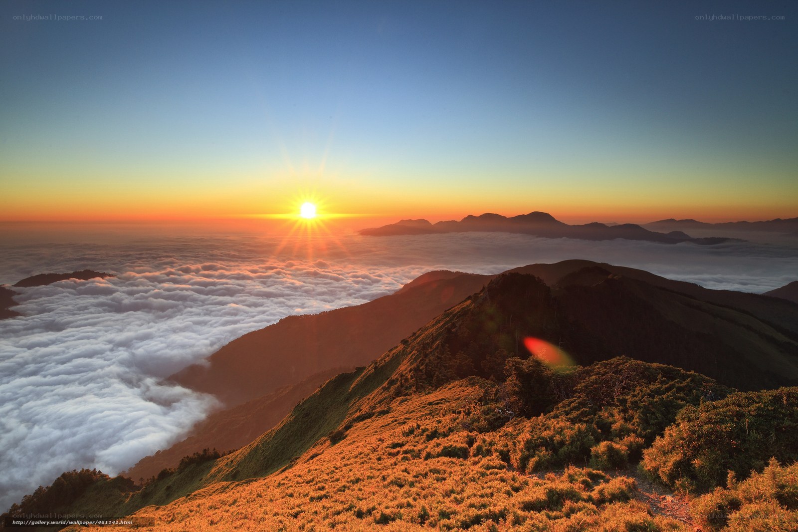 Sunrise over mountain peaks
