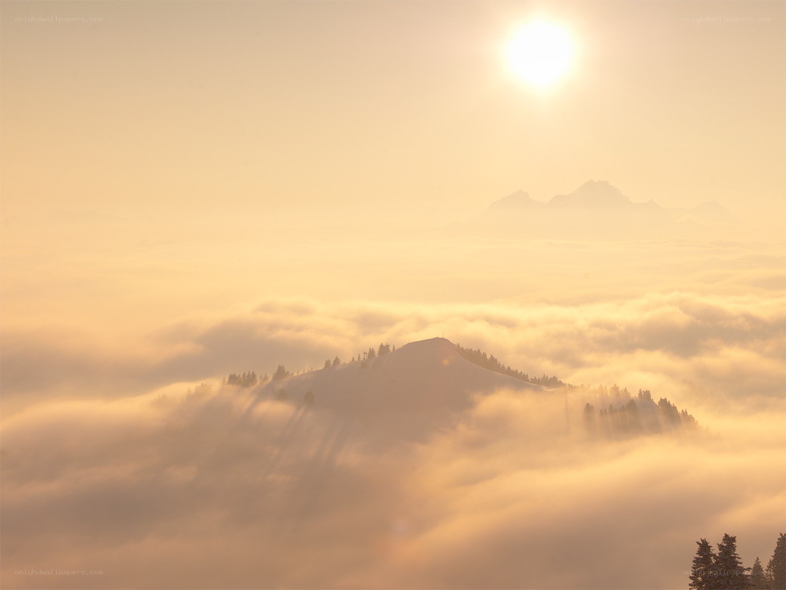 Sunrise over mountain peaks