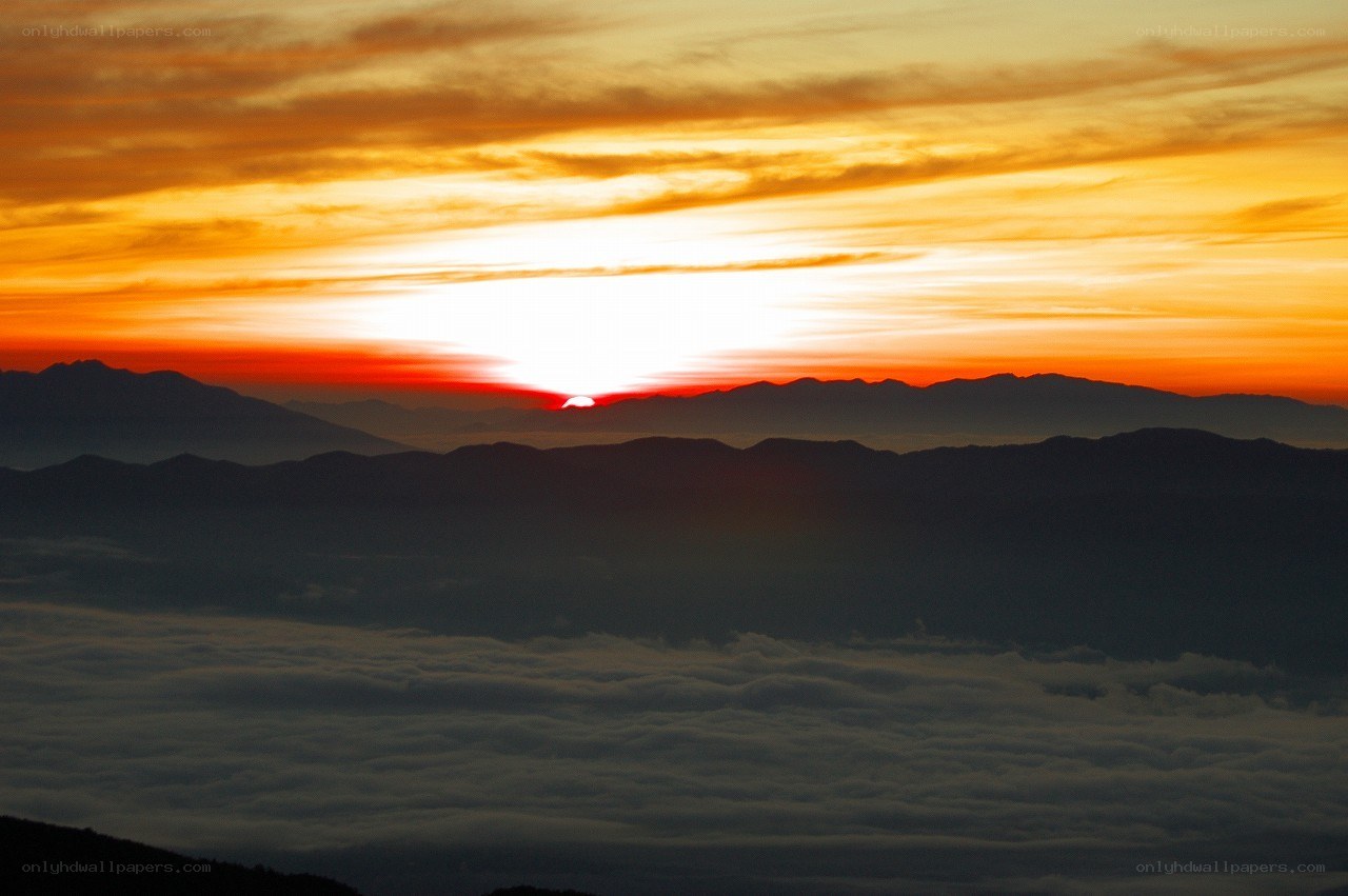 Sunrise over mountain peaks