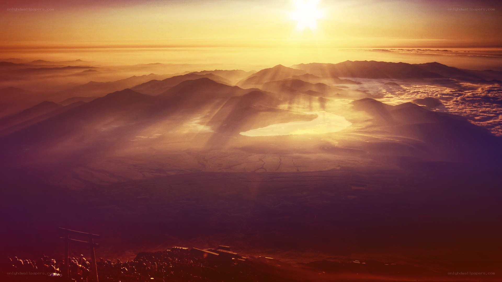 Sunrise over mountain peaks