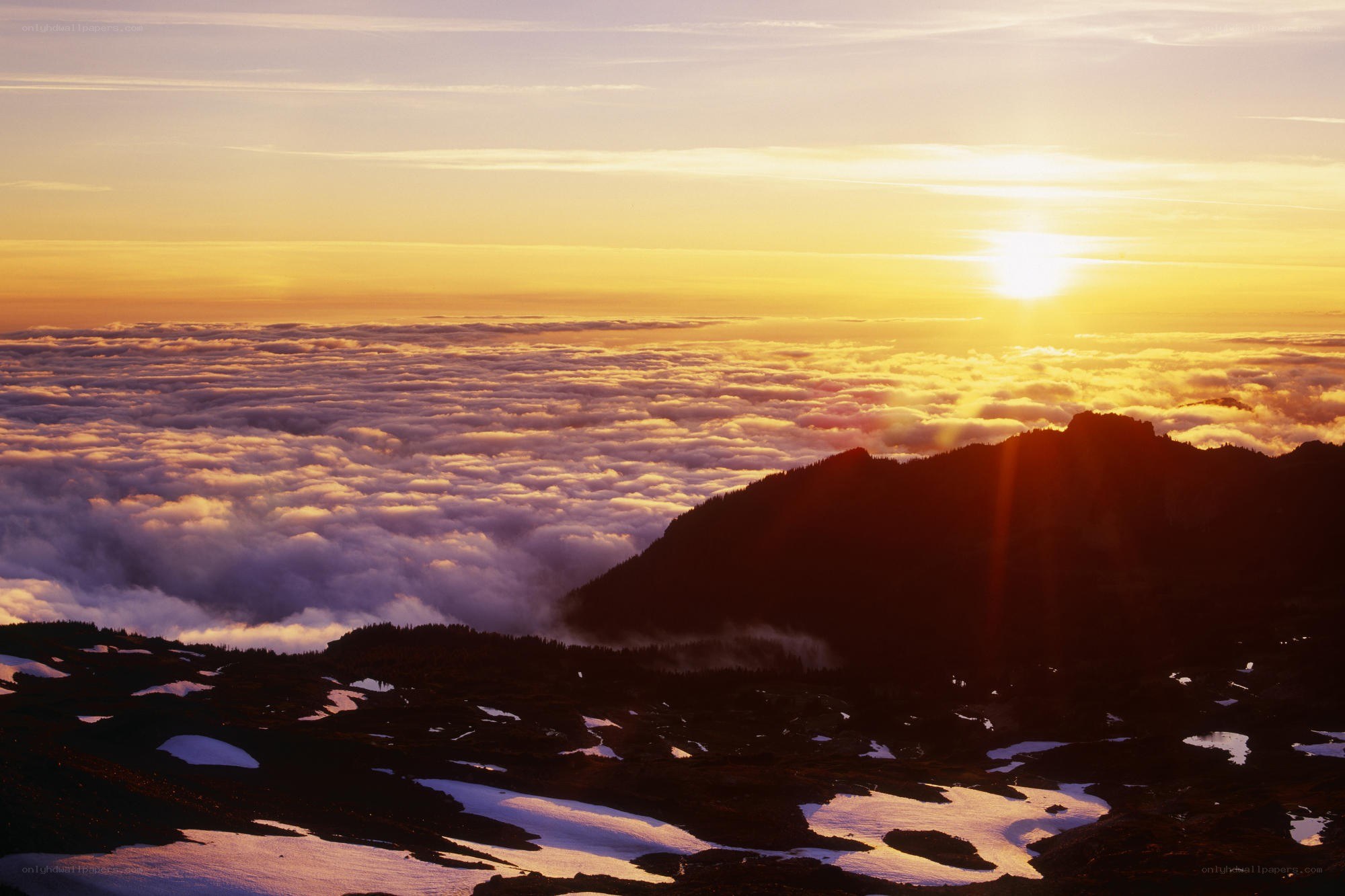 Sunrise over mountain peaks