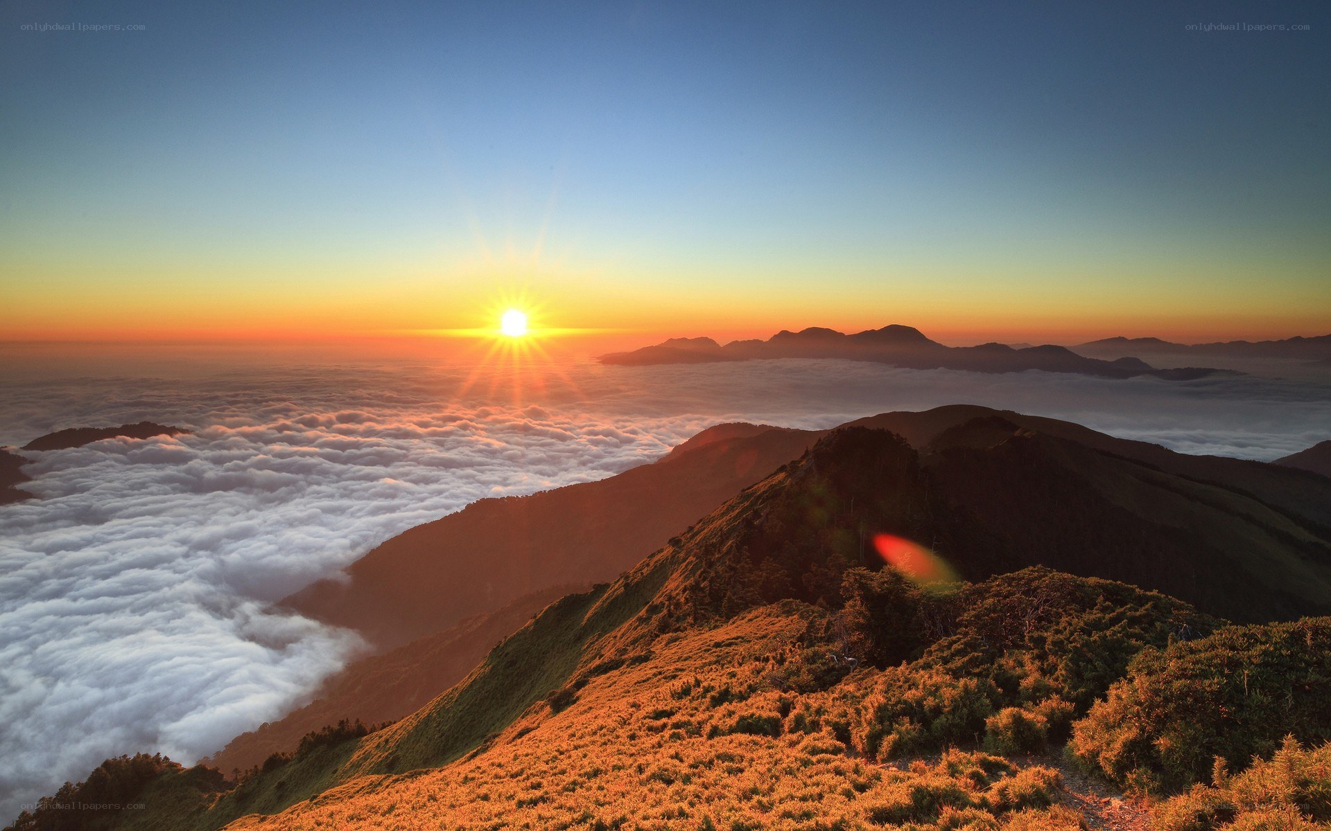 Sunrise over mountain peaks