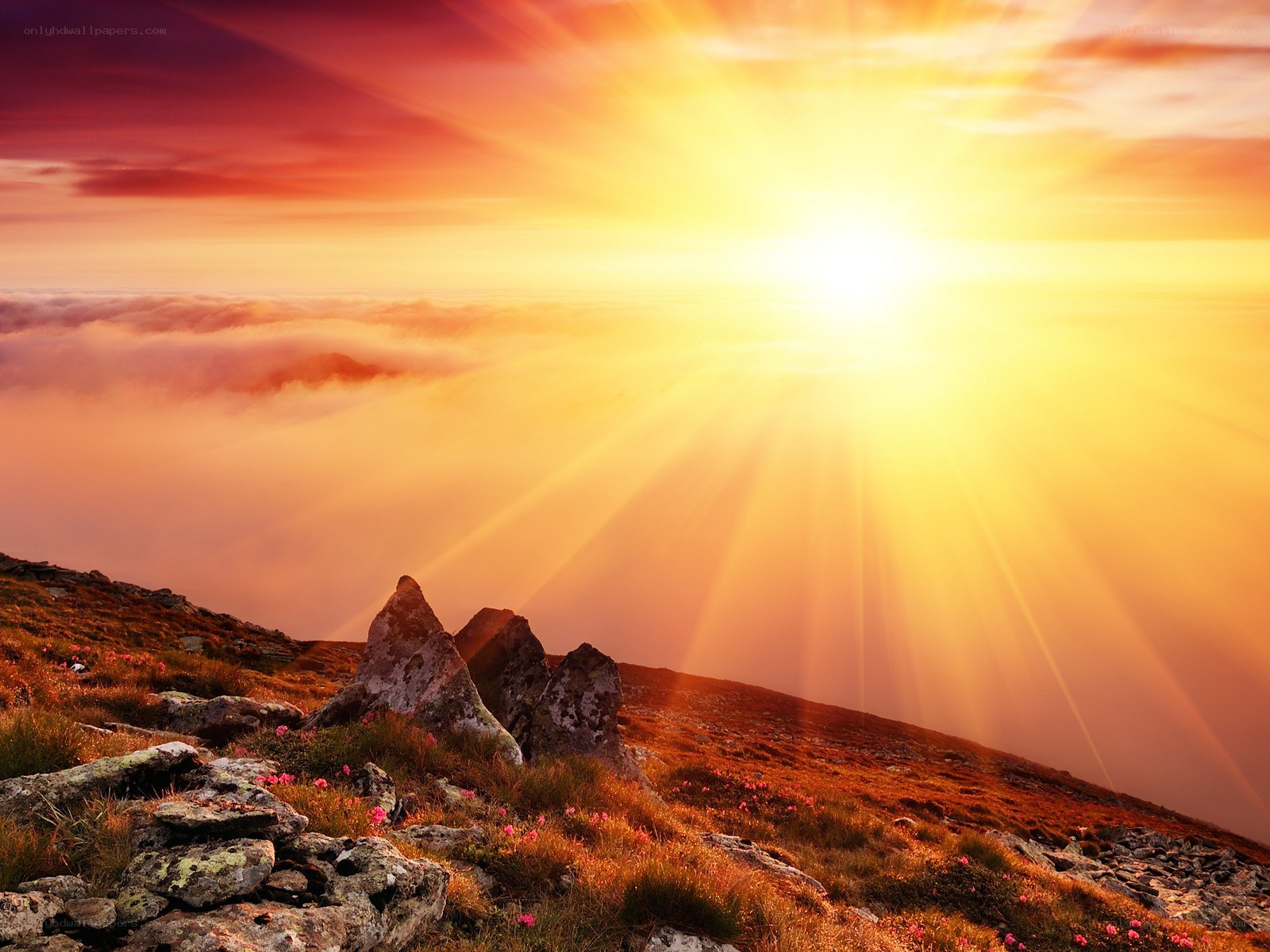 Sunrise over mountain peaks