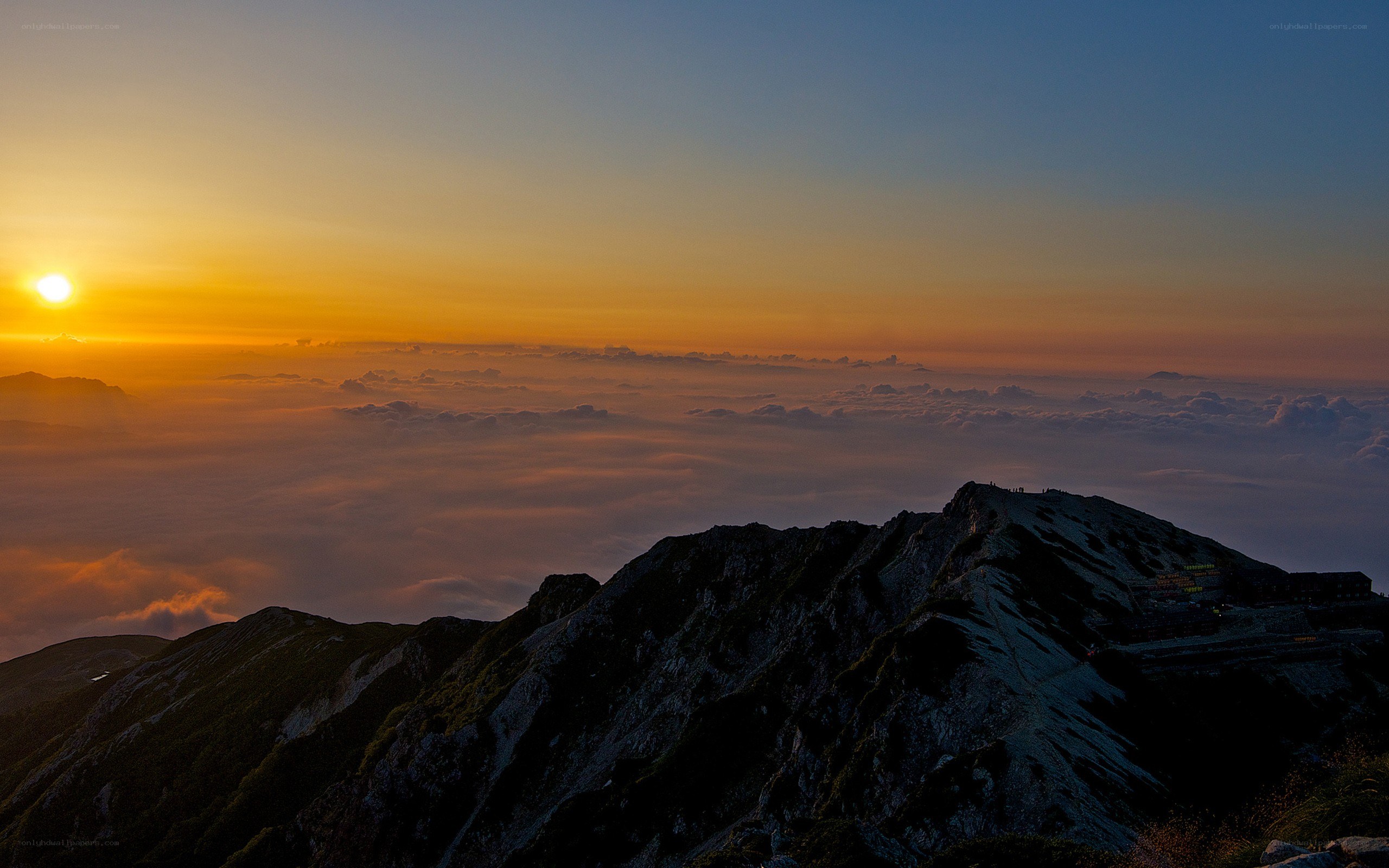 Sunrise over mountain peaks
