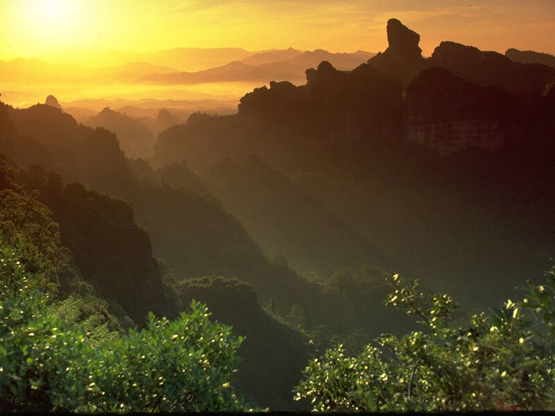 Sunrise over mountain peaks