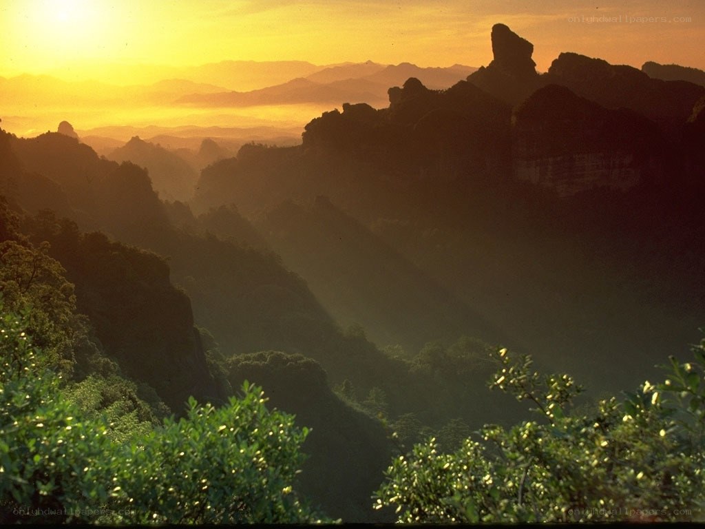 Sunrise over mountain peaks