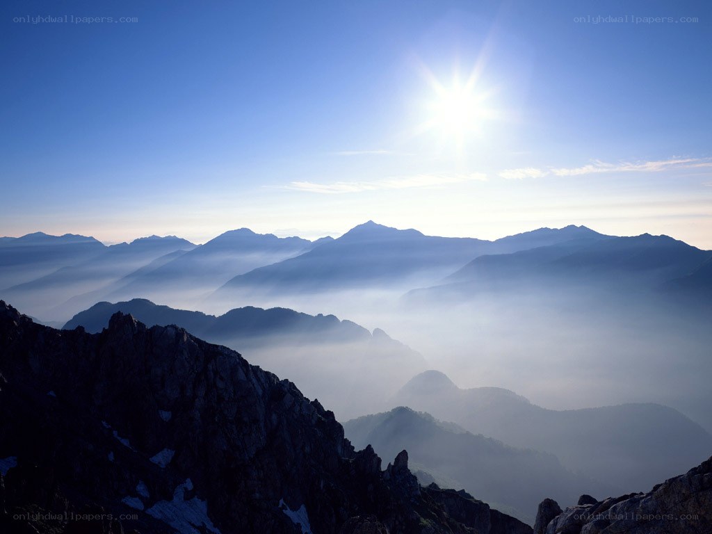 Sunrise over mountain peaks