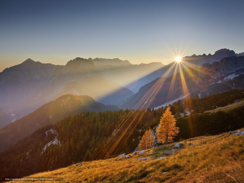 Sunrise over mountain peaks