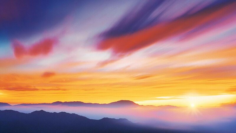 Sunrise over mountain range
