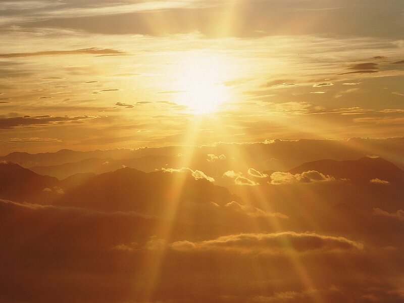 Sunrise over mountain range
