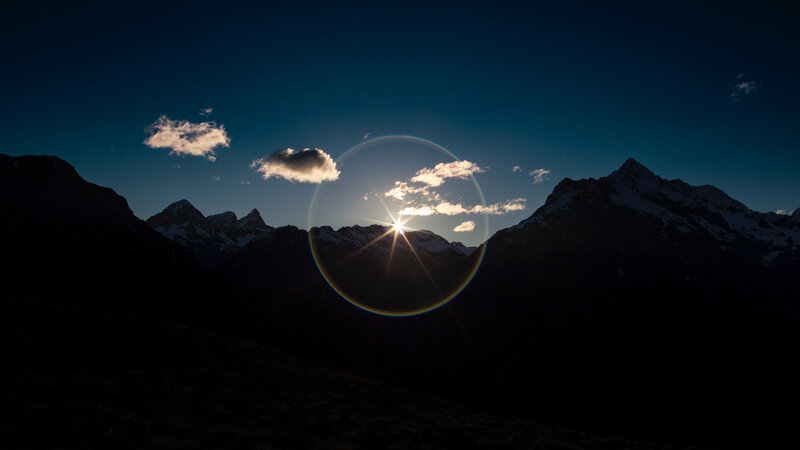 Sunrise over Mountain Range — Blue, Dramatic