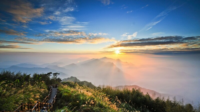 Sunrise over Mountain Range — Blue, Serene